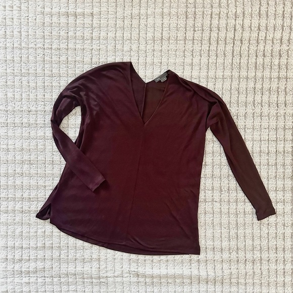 Vince Women's V-Neck Sweater - Burgundy - Picture 2 of 5